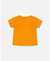 Boy Organic Cotton T-Shirt With Print Orange