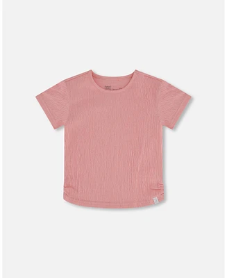 Girl Crinkle Jersey Top Silver Pink