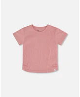 Girl Crinkle Jersey Top Silver Pink