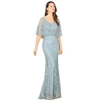 Women's Cape Sleeve Mermaid Gown