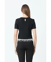 Women's Pearl Trim Knit Top