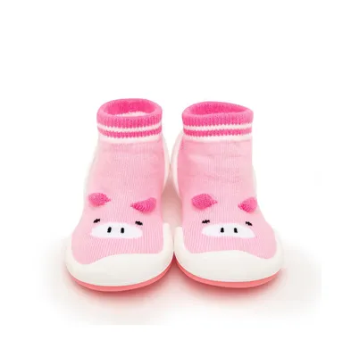 Komuello's Infant Girl First Walk Sock Shoes Piglet Pink