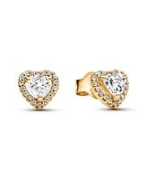 Pandora Clear Cubic Zirconia Heart Stud Earrings