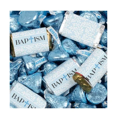 131 Pcs Boy Baptism Candy Party Favors Hershey's Miniatures & Kisses (1.65 lbs) - Blue - Assorted pre