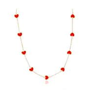 The Lovery Coral Heart Station Necklace 14K Gold