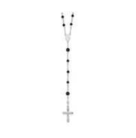 Sterling Silver Polished Black Onyx Rosary Pendant Necklace 33"