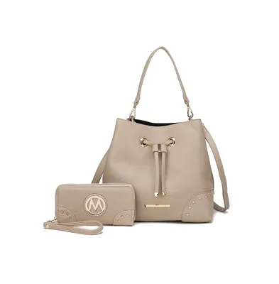 Mkf Collection Callie Solid Bucket Bag with matching Wallet by Mia K
