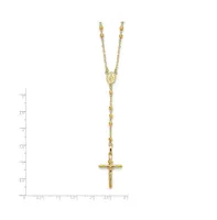 14k Gold Diamond-cut Beaded Rosary Pendant Necklace 24