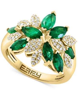 Effy Emerald (2-3/8 ct. t.w.) & Diamond (1/3 ct. t.w.) Cluster Ring in 14k Gold