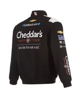 Men's Jh Design Black Kyle Busch Cheddar's Twill Uniform Full-Snap Jacket