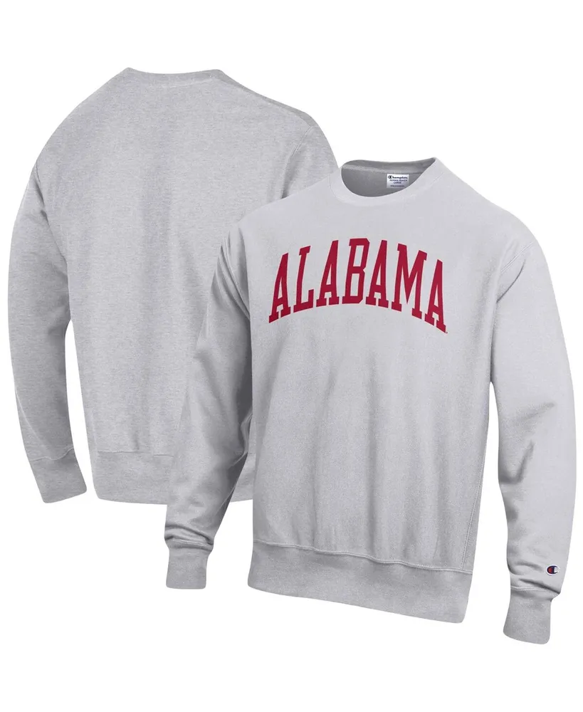 Men's Champion Heathered Gray Alabama Crimson Tide Big and Tall Reverse Weave Fleece Crewneck Pullover Sweatshirt