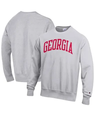 Men's Champion Heathered Gray Georgia Bulldogs Big and Tall Reverse Weave Fleece Crewneck Pullover Sweatshirt