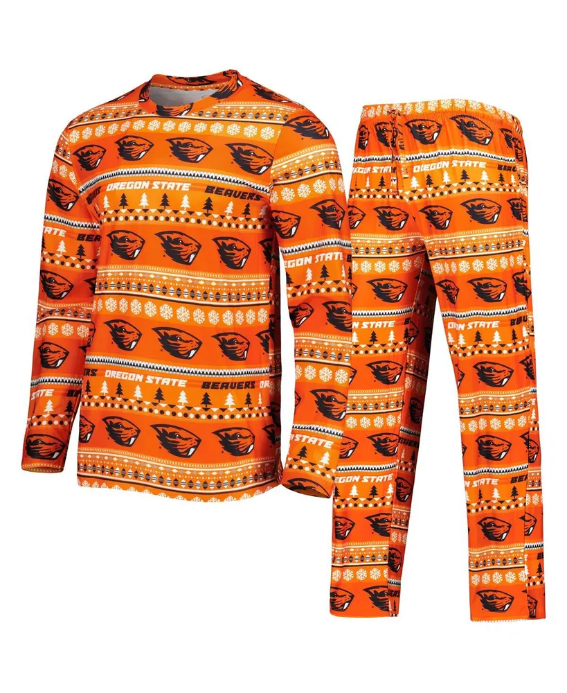 Men's Concepts Sport Orange Oregon State Beavers Swivel Long Sleeve T-shirt and Pants Sleep Set