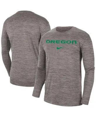 Men's Nike Heather Gray Oregon Ducks Team Velocity Performance Long Sleeve T-shirt
