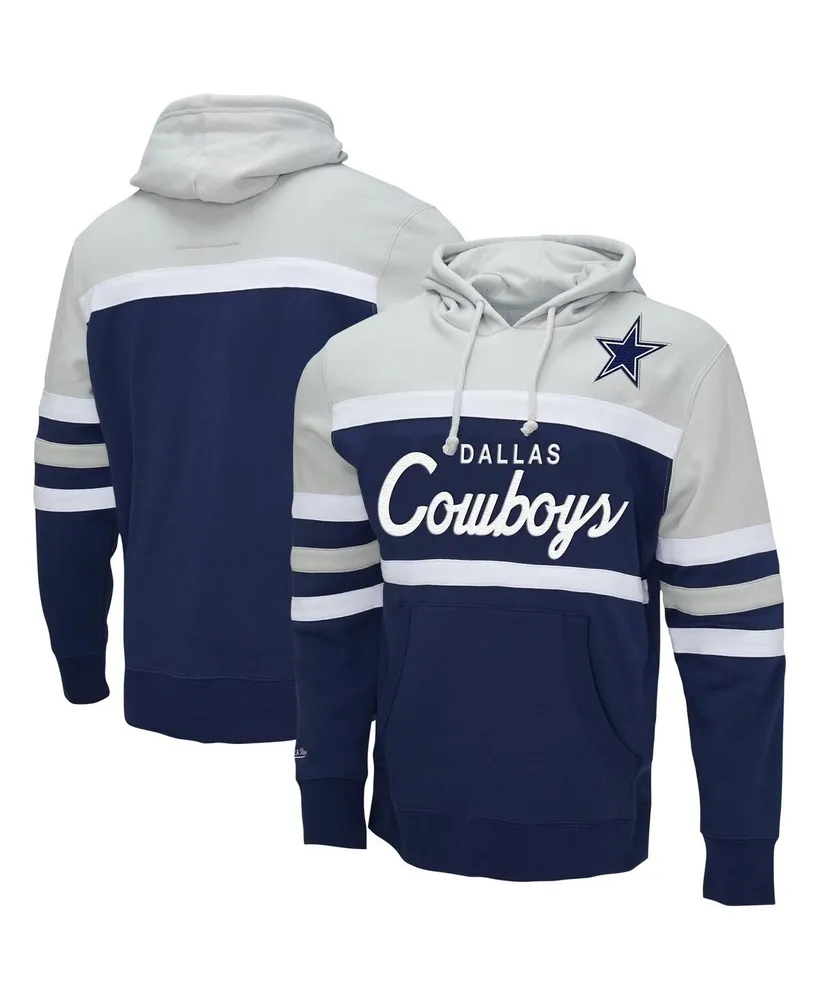 Men's Mitchell & Ness Gray, Navy Dallas Cowboys Big and Tall Head Coach Pullover Hoodie