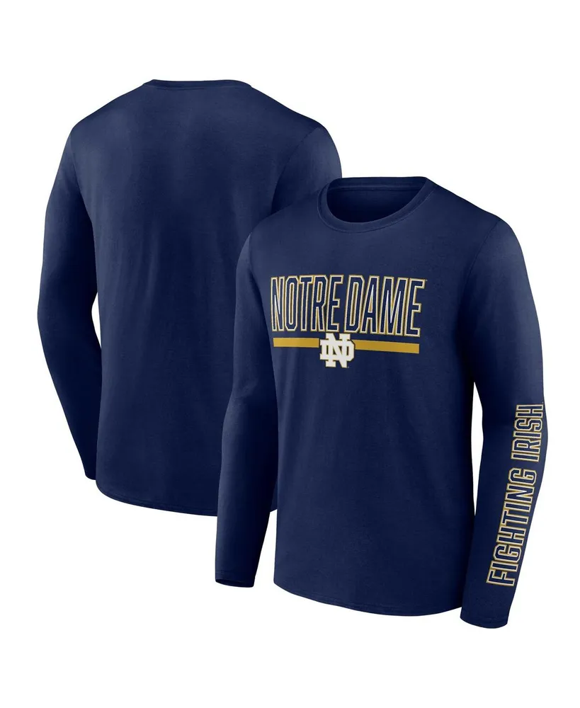 Men's Profile Navy Notre Dame Fighting Irish Big and Tall Two-Hit Graphic Long Sleeve T-shirt