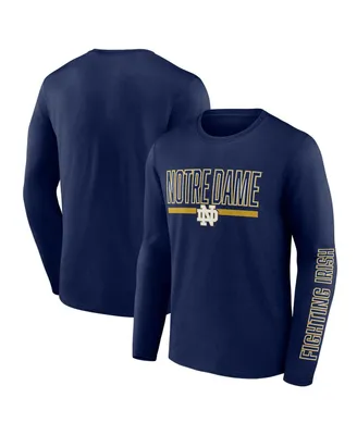 Men's Profile Navy Notre Dame Fighting Irish Big and Tall Two-Hit Graphic Long Sleeve T-shirt