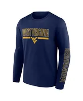 Men's Profile Navy West Virginia Mountaineers Big and Tall Two-Hit Graphic Long Sleeve T-shirt