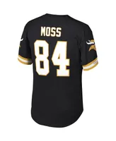 Men's Mitchell & Ness Randy Moss Black Minnesota Vikings Big and Tall Retired Player Mesh Crewneck Top