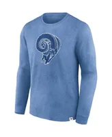 Men's Fanatics Heather Royal Distressed Los Angeles Rams Washed Primary Long Sleeve T-shirt