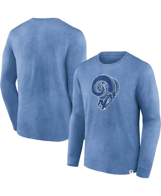 Men's Fanatics Heather Royal Distressed Los Angeles Rams Washed Primary Long Sleeve T-shirt