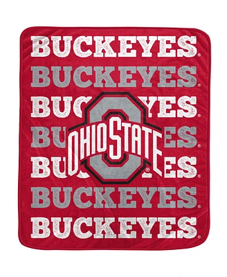 Pegasus Home Fashions Ohio State Buckeyes 60'' x 70'' Logo Wordmark Plush Blanket