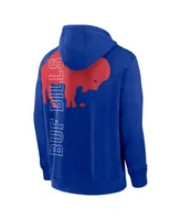 Men's Nike Royal Buffalo Bills Throwback Layered Logo Statement Pullover Hoodie