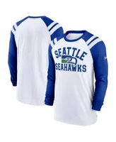 Men's Nike White, Royal Seattle Seahawks Classic Arc Raglan Tri-Blend Long Sleeve T-shirt