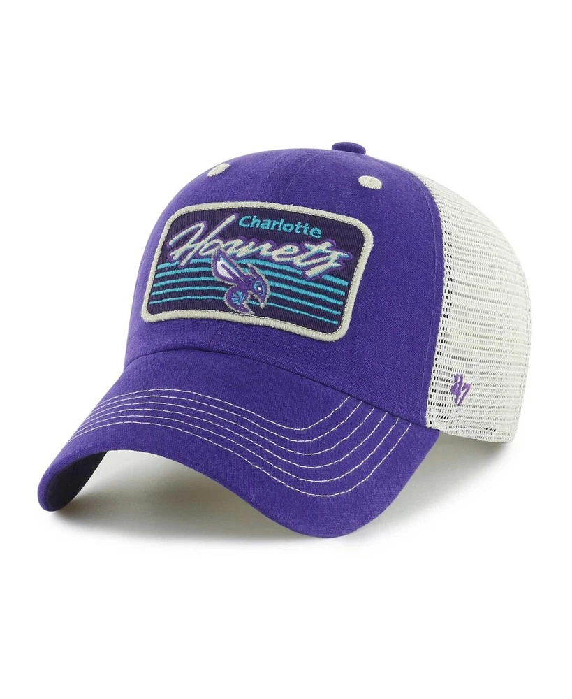 Men's '47 Brand Purple Charlotte Hornets Five Point Patch Clean Up Adjustable Hat