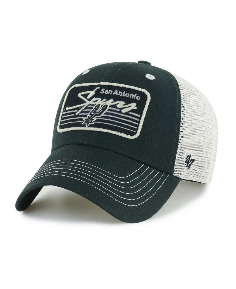 Men's '47 Brand Black San Antonio Spurs Five Point Patch Clean Up Adjustable Hat