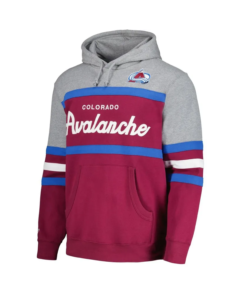 Men's Mitchell & Ness Burgundy, Gray Colorado Avalanche Head Coach Pullover Hoodie
