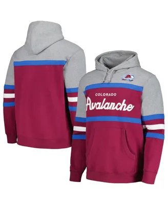 Men's Mitchell & Ness Burgundy, Gray Colorado Avalanche Head Coach Pullover Hoodie