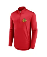 Men's Fanatics Red Chicago Blackhawks Mock Neck Quarter-Zip Jacket