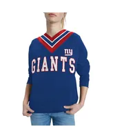 Women's Tommy Hilfiger Royal New York Giants Heidi Raglan V-Neck Sweater