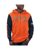 Men's G-iii Sports by Carl Banks Orange, Navy Denver Broncos T-shirt and Full-Zip Hoodie Combo Set
