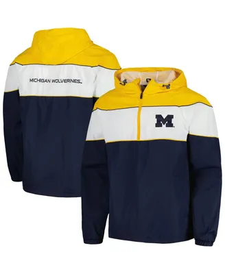 Men's G-iii Sports by Carl Banks Navy Michigan Wolverines Center Line Half-Zip Raglan Hoodie Jacket