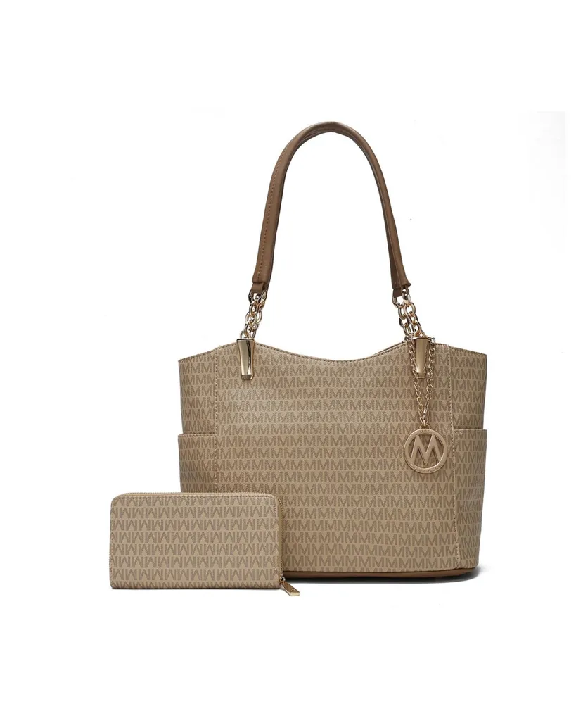 Mkf Collection Savannah M Logo Printed material Tote and Wristlet Wallet by Mia K