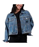 Women's G-iii 4Her by Carl Banks Carolina Panthers First Finish Medium Denim Full-Button Jacket