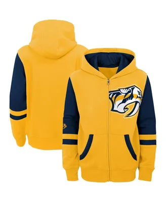 Big Boys Gold Nashville Predators Face Off Color Block Full-Zip Hoodie