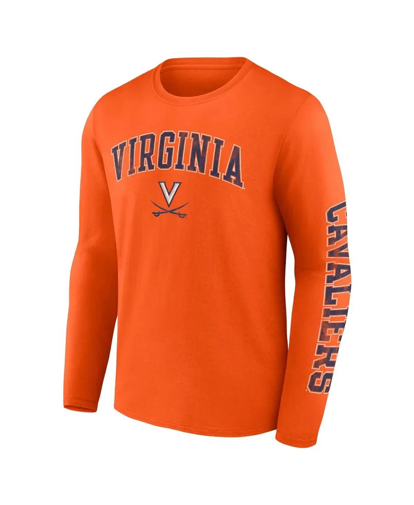 Men's Fanatics Orange Virginia Cavaliers Distressed Arch Over Logo Long Sleeve T-shirt