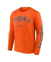 Men's Fanatics Orange Virginia Cavaliers Distressed Arch Over Logo Long Sleeve T-shirt