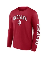 Men's Fanatics Crimson Indiana Hoosiers Distressed Arch Over Logo Long Sleeve T-shirt