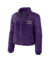 Women's Wear by Erin Andrews Purple Baltimore Ravens Cropped Puffer Full-Zip Jacket