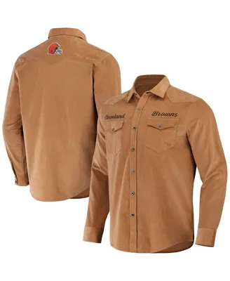 Men's Nfl x Darius Rucker Collection by Fanatics Tan Cleveland Browns Western Full-Snap Shirt