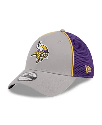 Men's New Era Gray Minnesota Vikings Pipe 39THIRTY Flex Hat