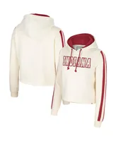 Women's Colosseum Cream Indiana Hoosiers Perfect Date Cropped Pullover Hoodie