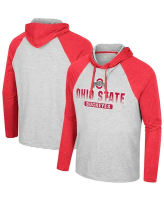 Men's Colosseum Heather Gray Ohio State Buckeyes Hasta La Vista Raglan Hoodie Long Sleeve T-shirt