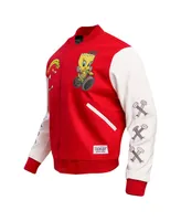 Men's Freeze Max Red Looney Tunes Franken Tweety Varsity Full-Snap Jacket