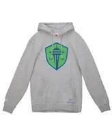 Men's Mitchell & Ness Heather Gray Seattle Sounders Fc Primary Logo Pullover Hoodie