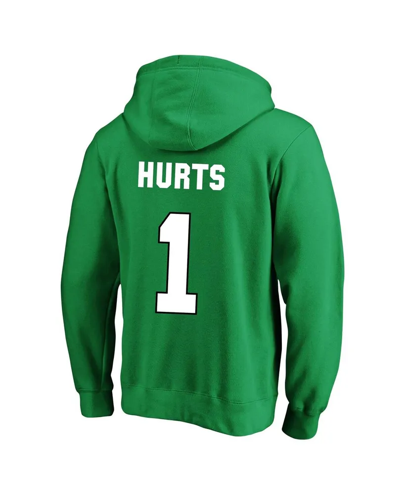 Men's Fanatics Jalen Hurts Kelly Green Philadelphia Eagles Big and Tall Fleece Name Number Pullover Hoodie